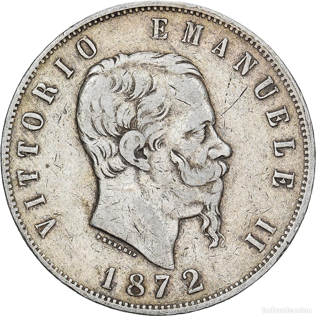 Monedas antiguas de Europa: [#1550923] Italia, Vittorio Emanuele II, 5 Lire, 1872, Milan, Plata, BC+, KM:8.3