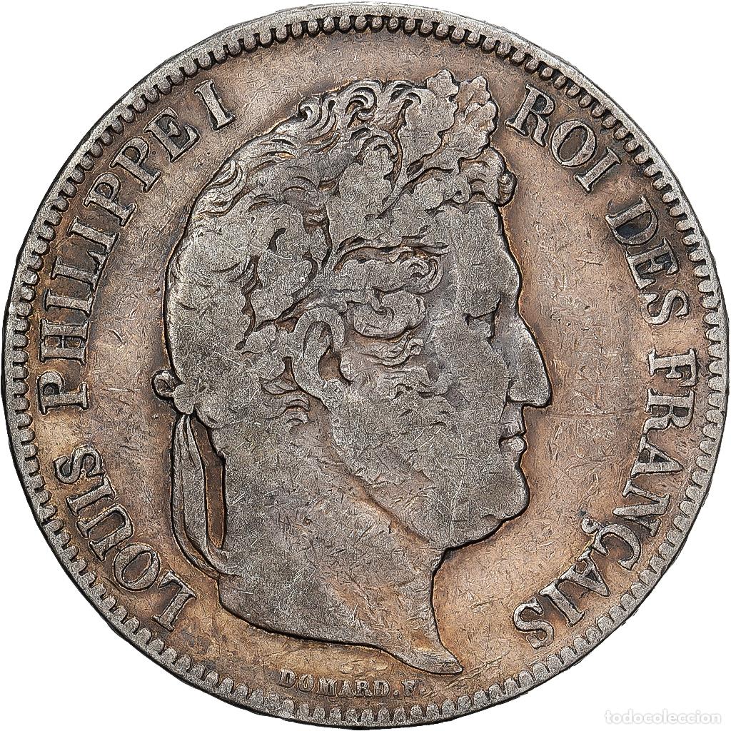Monedas antiguas de Europa: [#1550952] Francia, Louis Philippe I, 5 Francs, 1835, Bordeaux, Plata, BC+, Gadoury:678