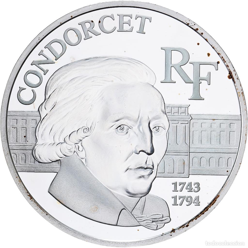 Monedas antiguas de Europa: [#1167563] Francia, 100 Francs, Condorcet, 1998, MDP, Prueba, Plata, EBC, KM:1201
