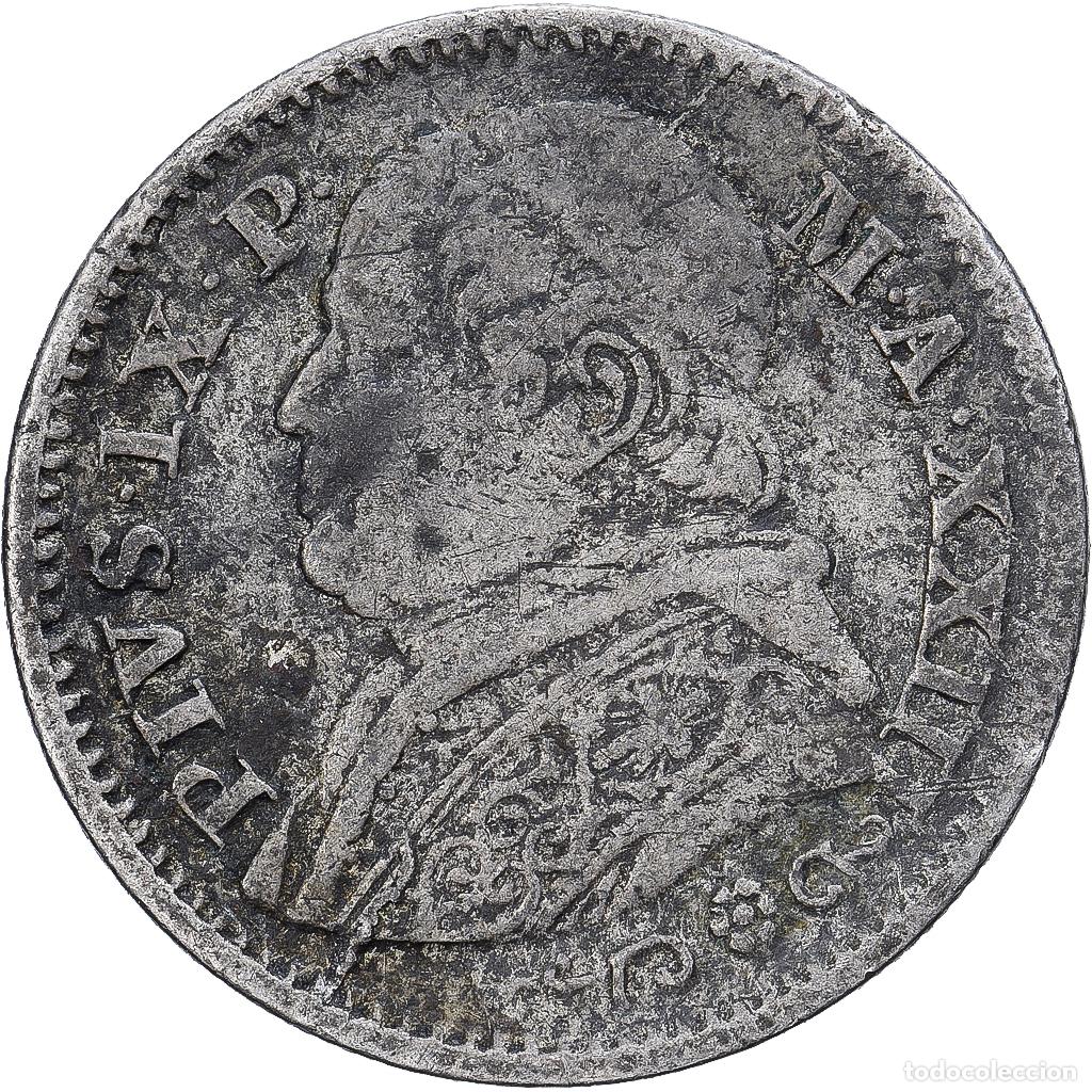 Monedas antiguas de Europa: [#1167285] Papal States, Pius IX, 10 Soldi, 1868, Rome, Plata, BC+, KM:1386.1