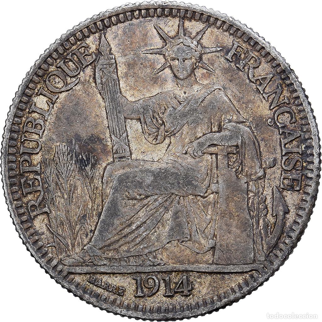 Monedas antiguas de Europa: [#1167270] Indochina Francesa, 10 Cents, 1914, Paris, Plata, BC+, Lecompte:153, KM:9