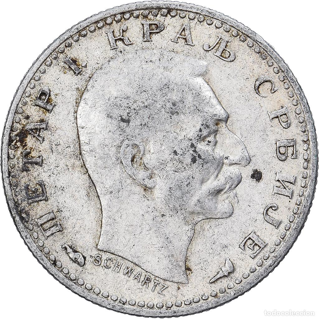 Monedas antiguas de Europa: [#1167273] Serbia, Peter I, 50 Para, 1915, Gorham Mfg. Co., Variety, Plata, MBC, KM:24.3