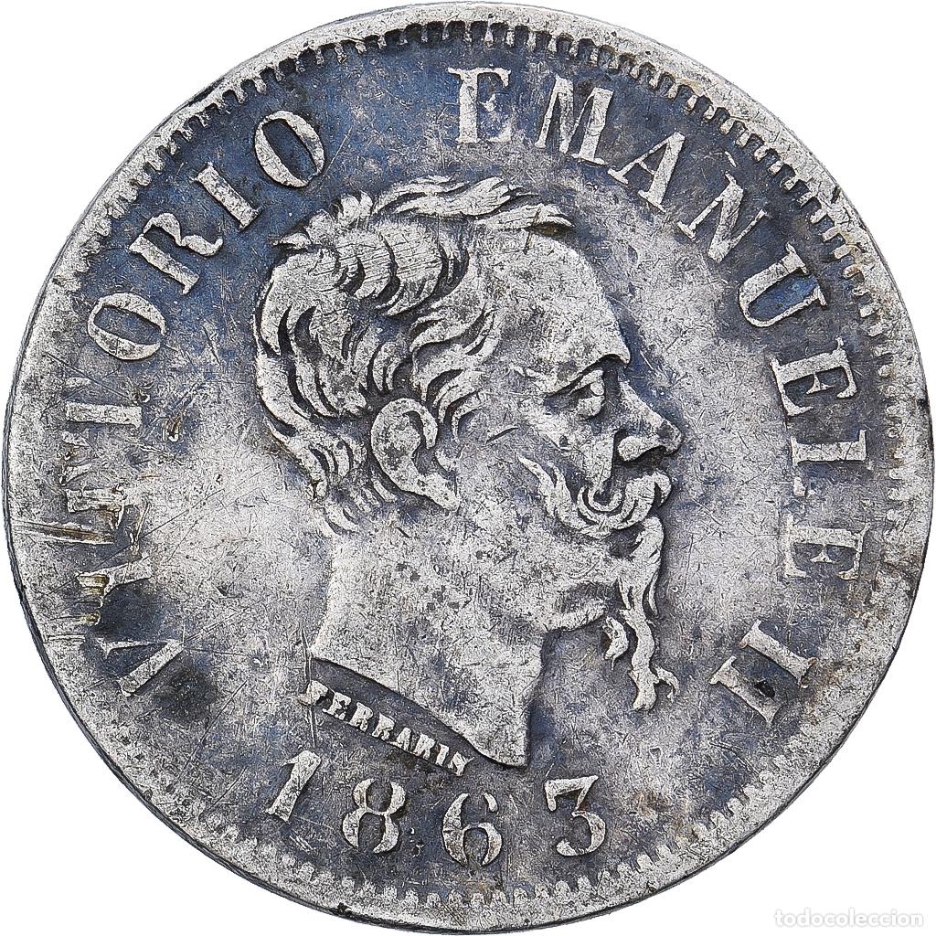 Monedas antiguas de Europa: [#1167294] Italia, Vittorio Emanuele II, 50 Centesimi, 1863, Naples, Plata, BC+, KM:14.2