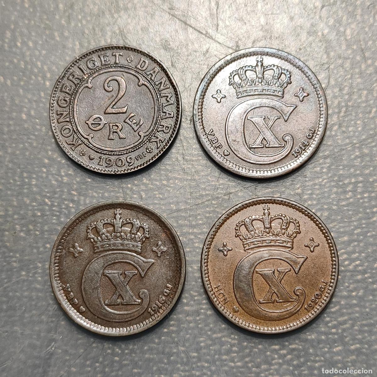 Monedas antiguas de Europa: DINAMARCA DENMARK LOTE 4 MONEDAS FREDERIK VIII CHRISTIAN X 2 ORE