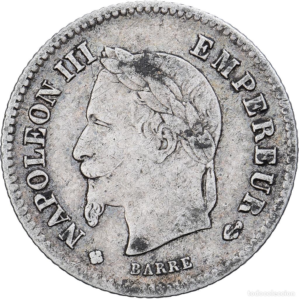 Monedas antiguas de Europa: [#1167328] Francia, Napoleon III, 20 Centimes, 1867, Strasbourg, Plata, BC+, Gadoury:309