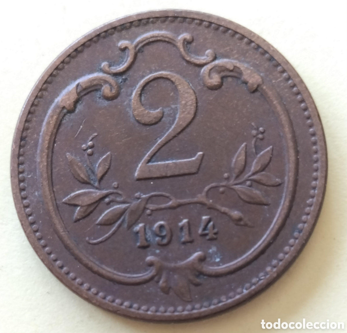 Monedas antiguas de Europa: Moneda 2 Heller 1914 Austria.