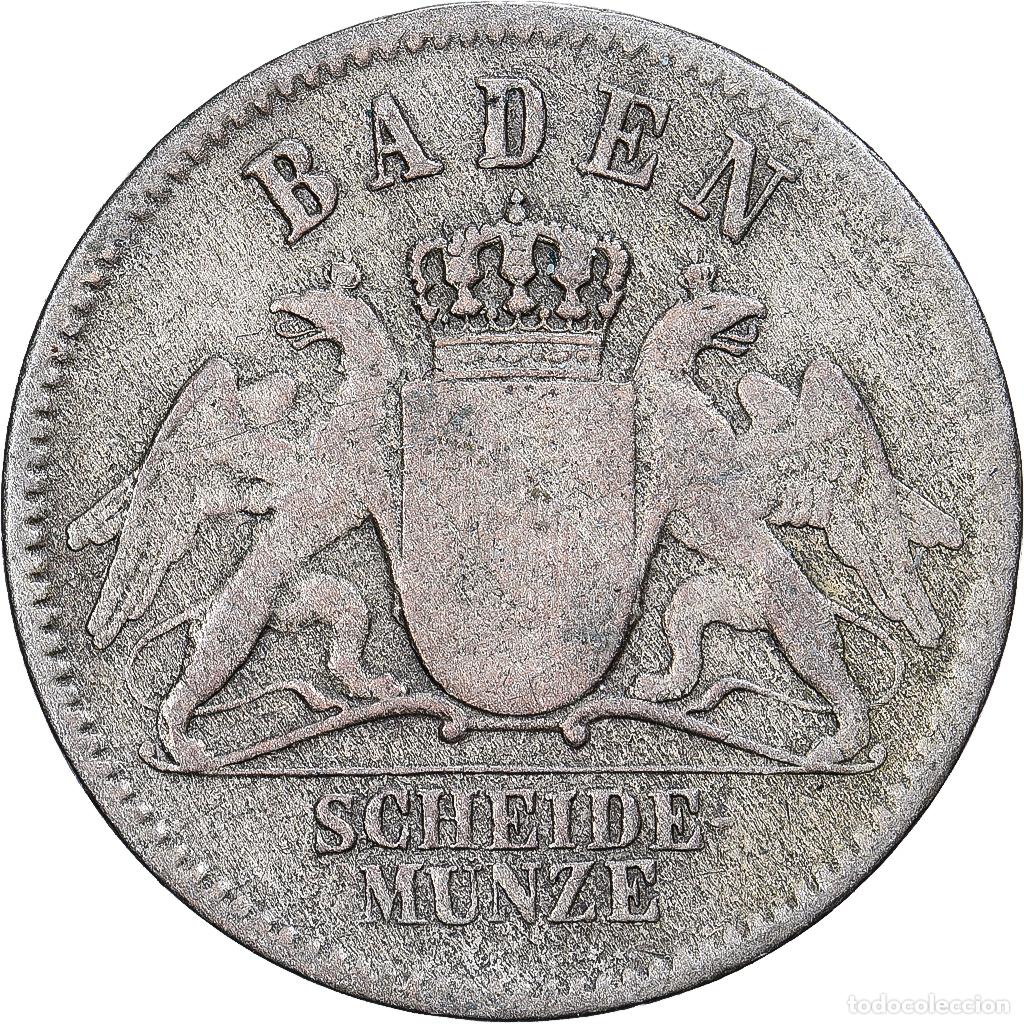 Monedas antiguas de Europa: [#1167361] Estados alemanes, BADEN, Friedrich I, 3 Kreuzer, 1870, Plata, MBC, KM:246