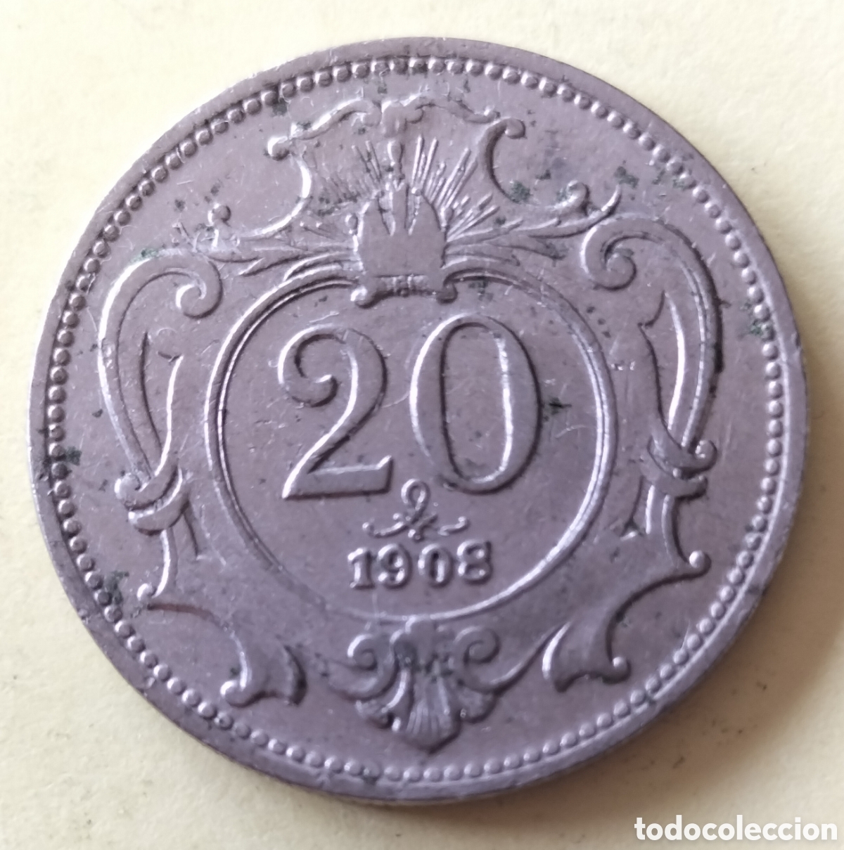 Monedas antiguas de Europa: Moneda 20 Heller 1908 Austria.