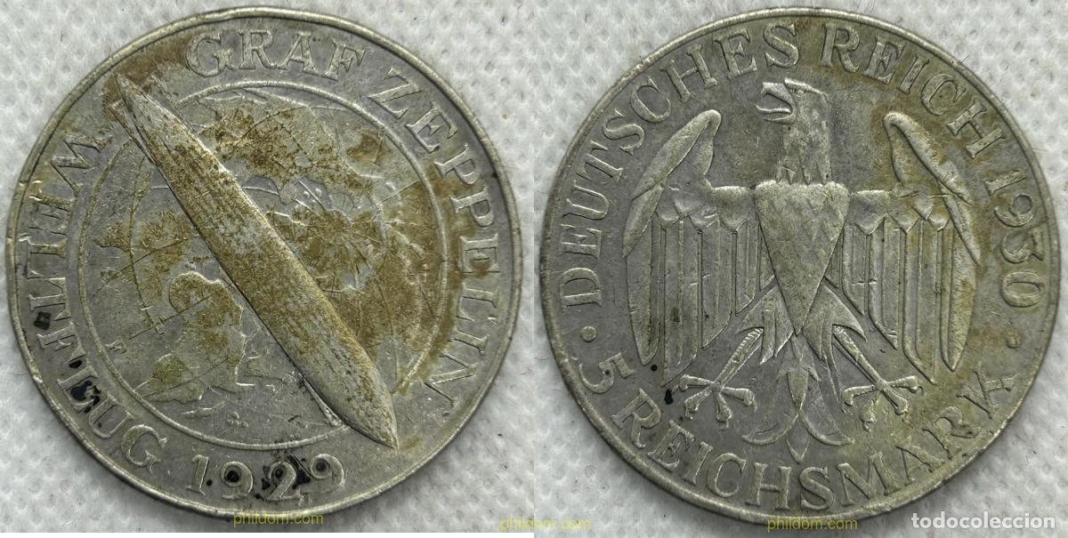 Monedas antiguas de Europa: 4491 ALEMANIA 1930 5 REICHSMARK ZEPPELIN ALEMANIA 1930