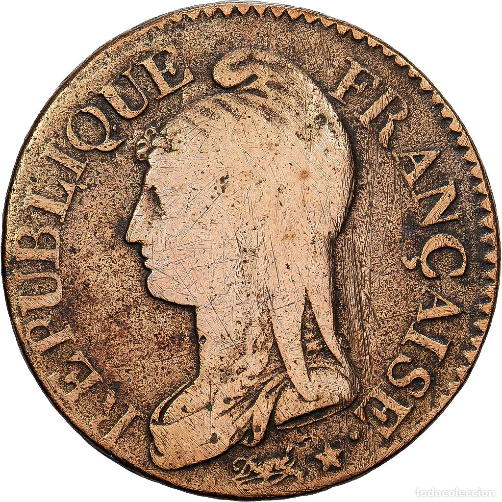 Monedas antiguas de Europa: [#1550848] Francia, 5 Centimes, Dupr&eacute;, AN 8 (1799-1800), Paris, Bronce, BC+, Gadoury:126a