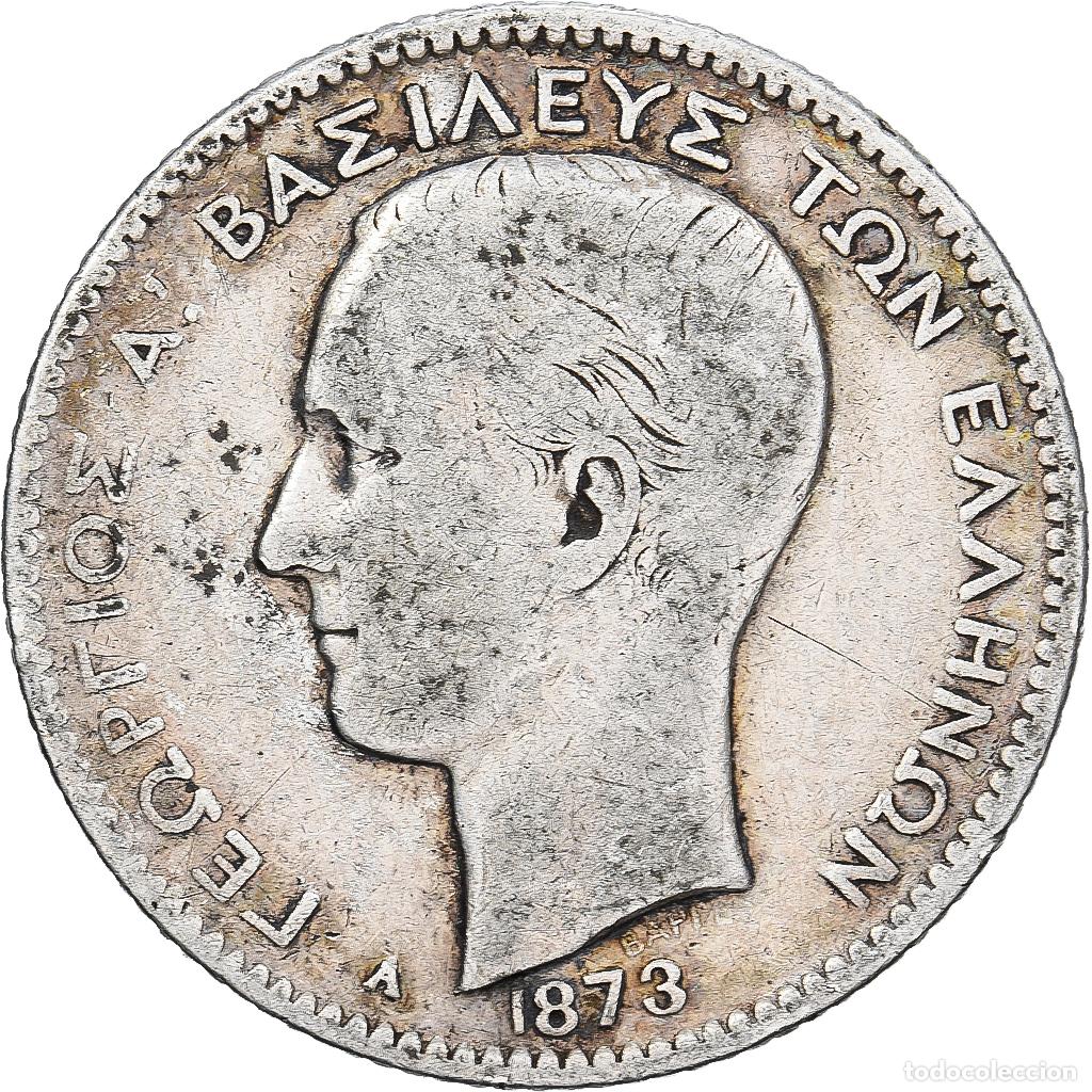 Monedas antiguas de Europa: [#1550875] Grecia, George I, Drachma, 1873, Paris, Plata, BC+, KM:38