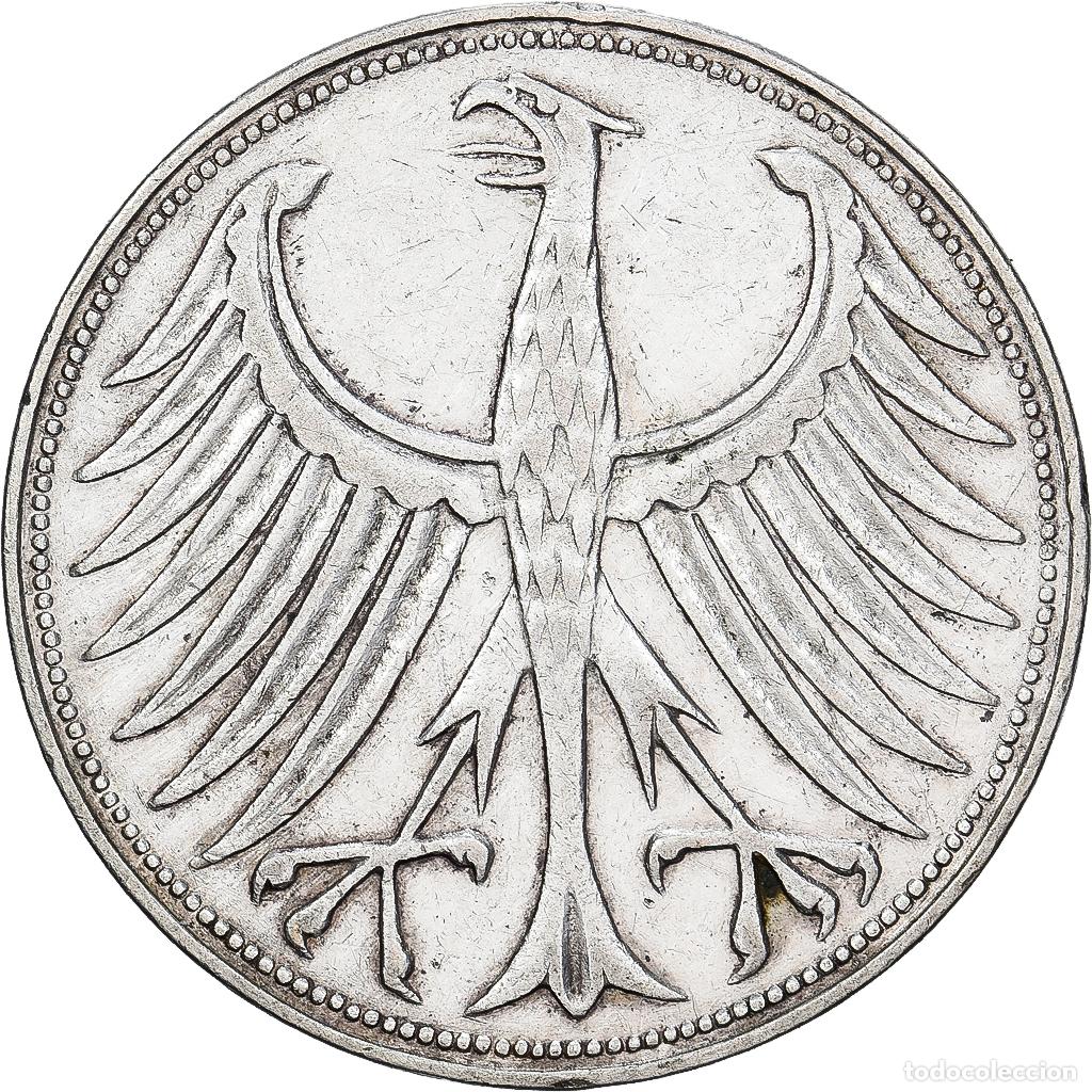 Monedas antiguas de Europa: [#1550881] REP&Uacute;BLICA DEMOCR&Aacute;TICA ALEMANA, 5 Mark, 1958, Stuttgart, Plata, MBC, KM:112.1