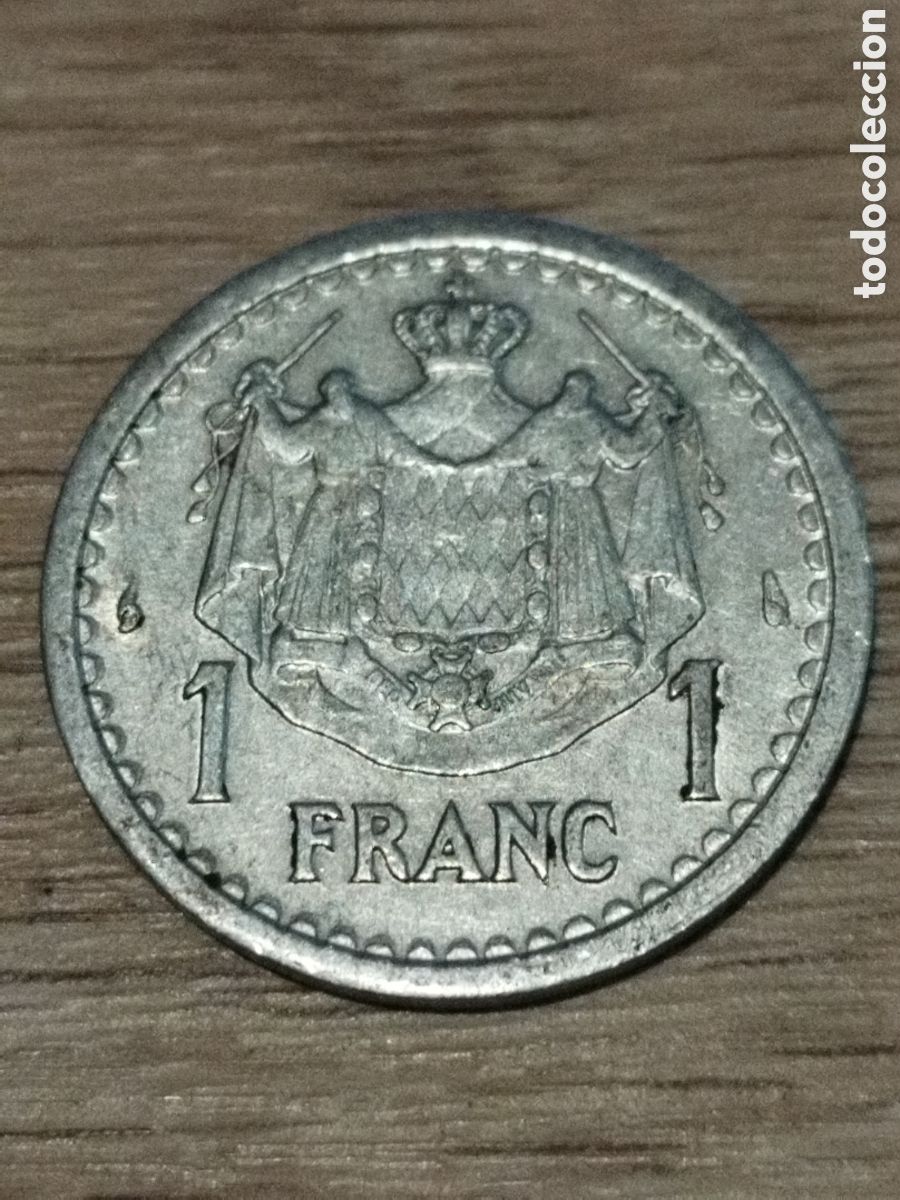 Monedas antiguas de Europa: M&oacute;naco 1 franco de 1943 km#120