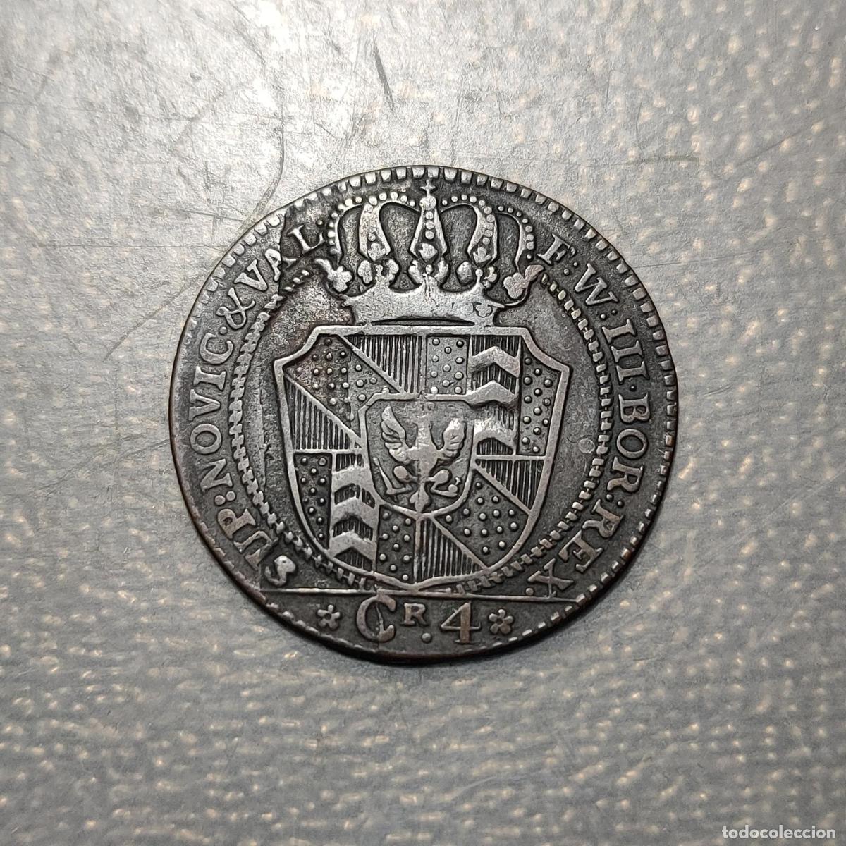 Monedas antiguas de Europa: SUIZA SWITZERLAND NEUCHATEL FRIEDRICH WILHELM III DE PRUSSIA 4 KREUZER 1800 MBC