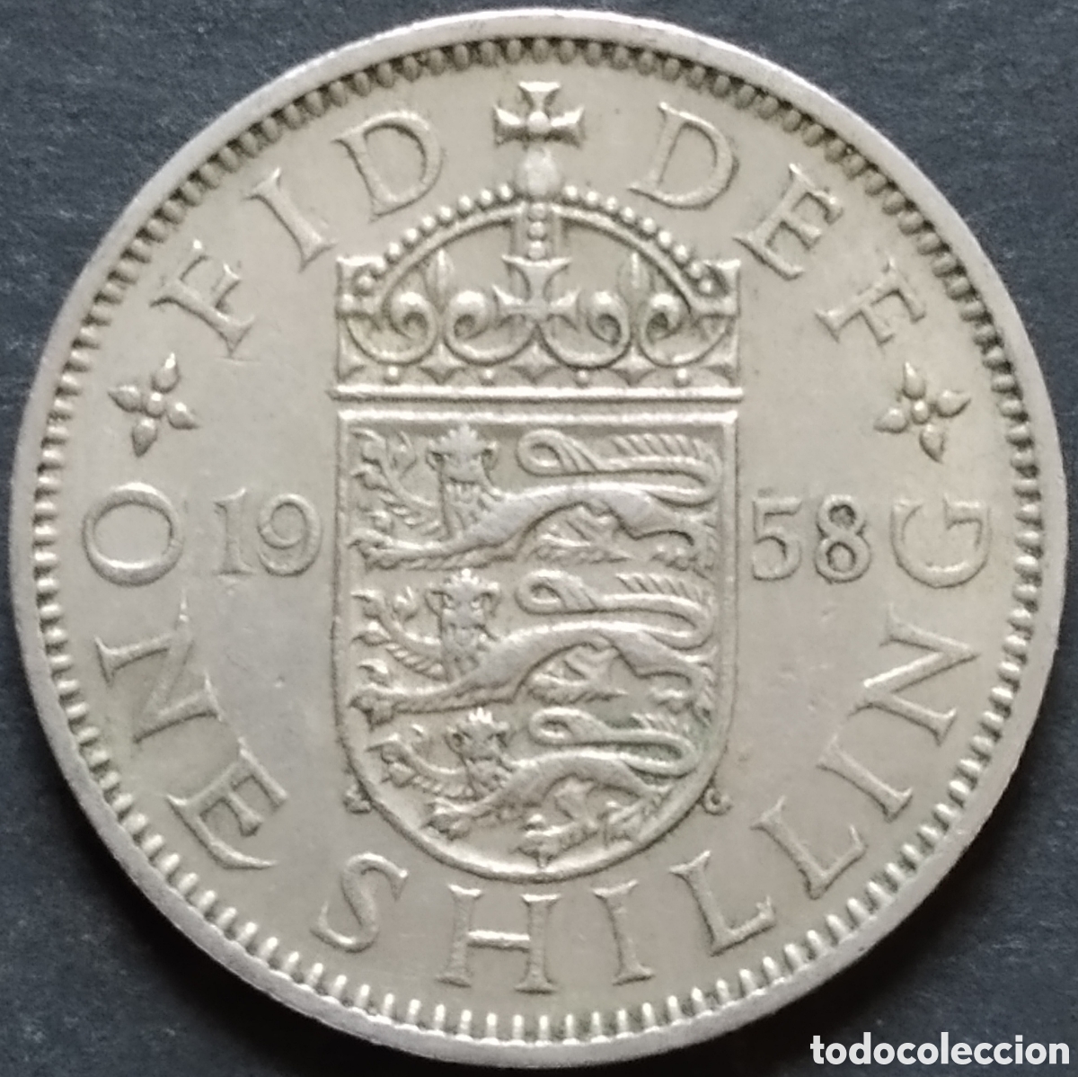 Monedas antiguas de Europa: MONEDA - UK / REINO UNIDO 1 CHEL&Iacute;N 1958