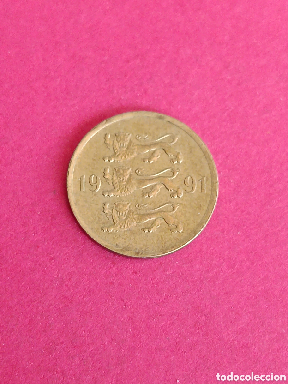 Moedas antigas da Europa: ESTONIA. 5 C&Eacute;NTIMOS DE 1991.