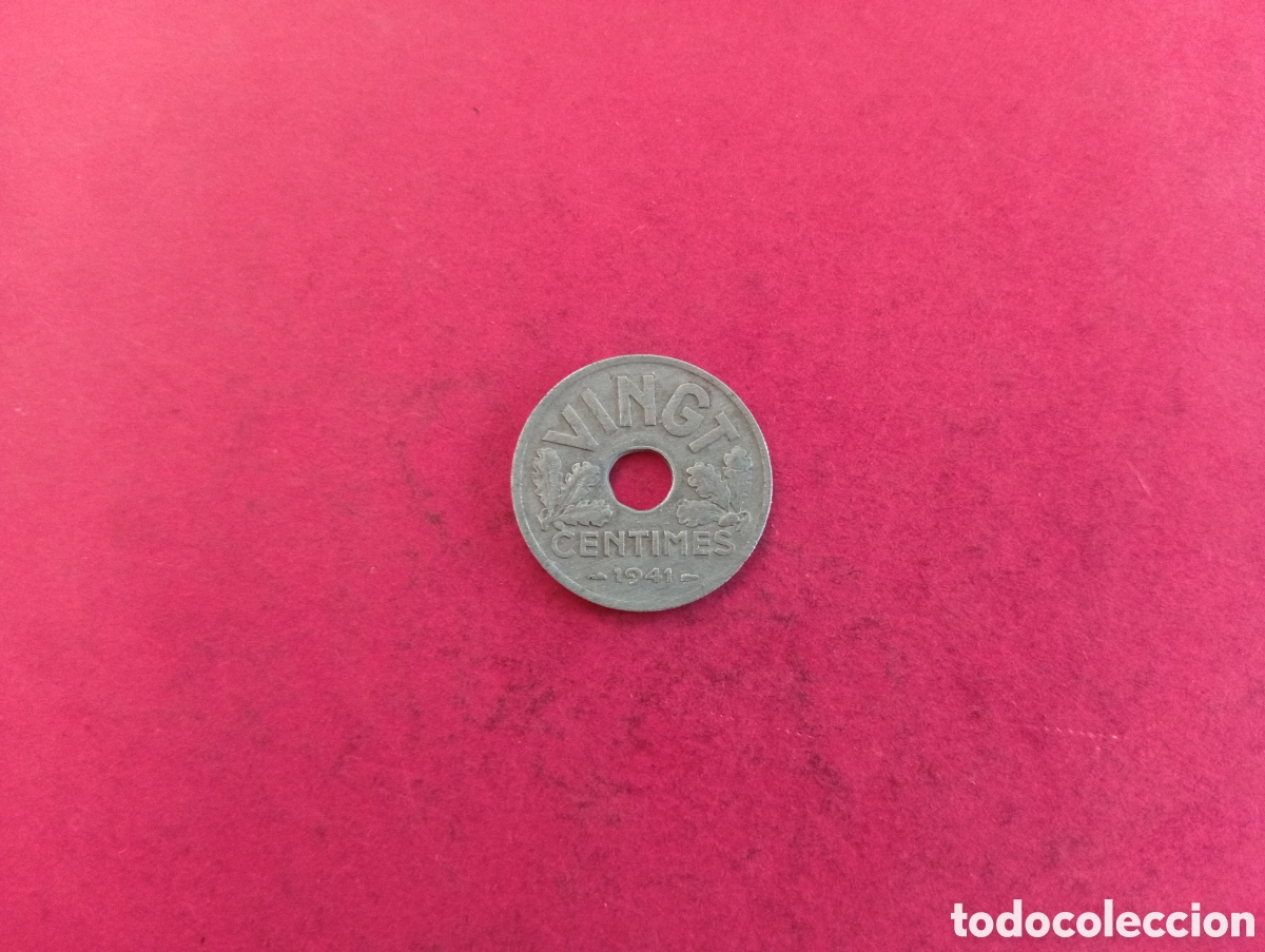 Monedas antiguas de Europa: 20 centimes de Francia 1941