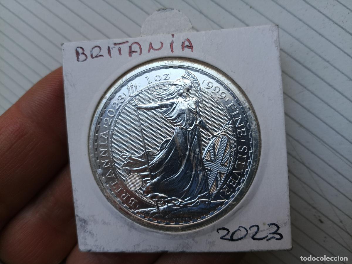 Monedas antiguas de Europa: Reino Unido. Onza de plata pura Britannia 2023