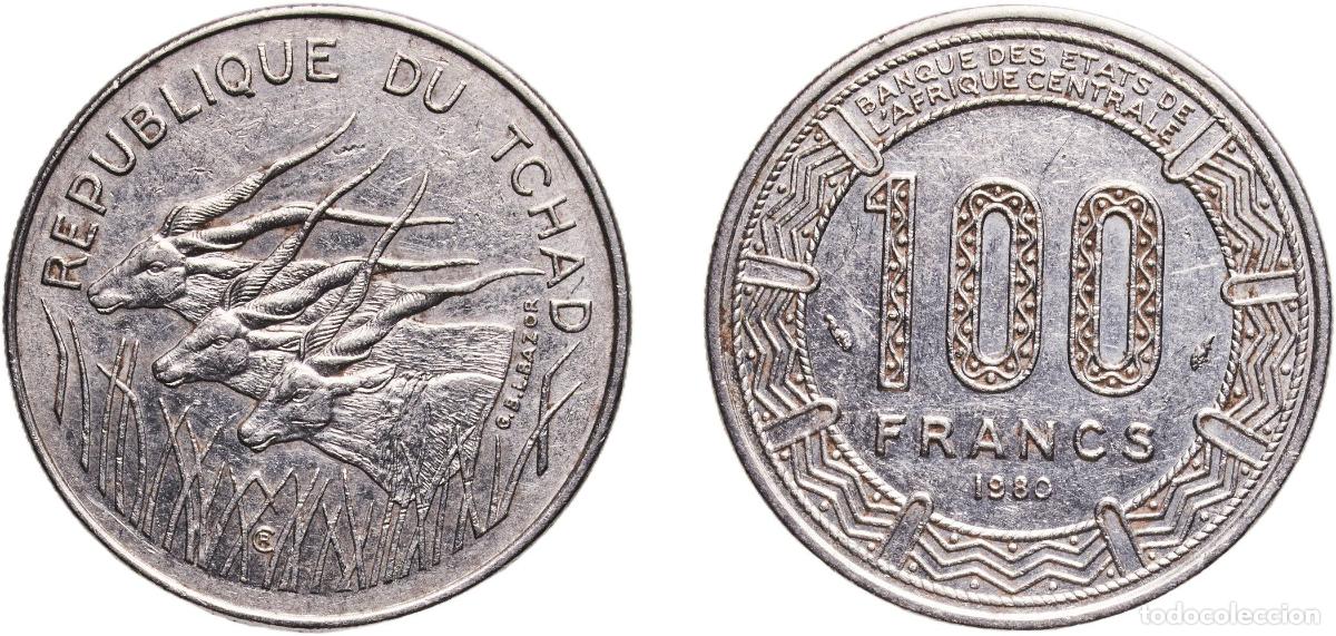 Monedas antiguas de Europa: Chad Republic 1980 100 Francs Nickel Paris Mint 7.03g AU KM 3 Sch&ouml;n 14
