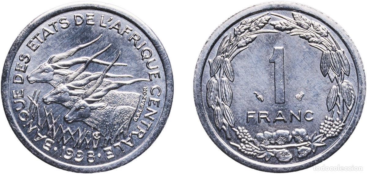 Monedas antiguas de Europa: Central African States Bank of Central African States 1998 1 Franc CFA Aluminium Paris Mint (600000