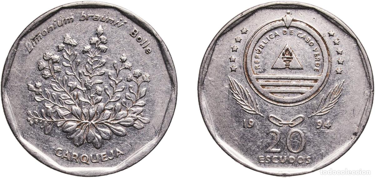 Monnaies anciennes de Europe: Cape Verde Republic 1994 20 Escudos (Carqueja) Nickel plated steel 5.84g XF KM 33