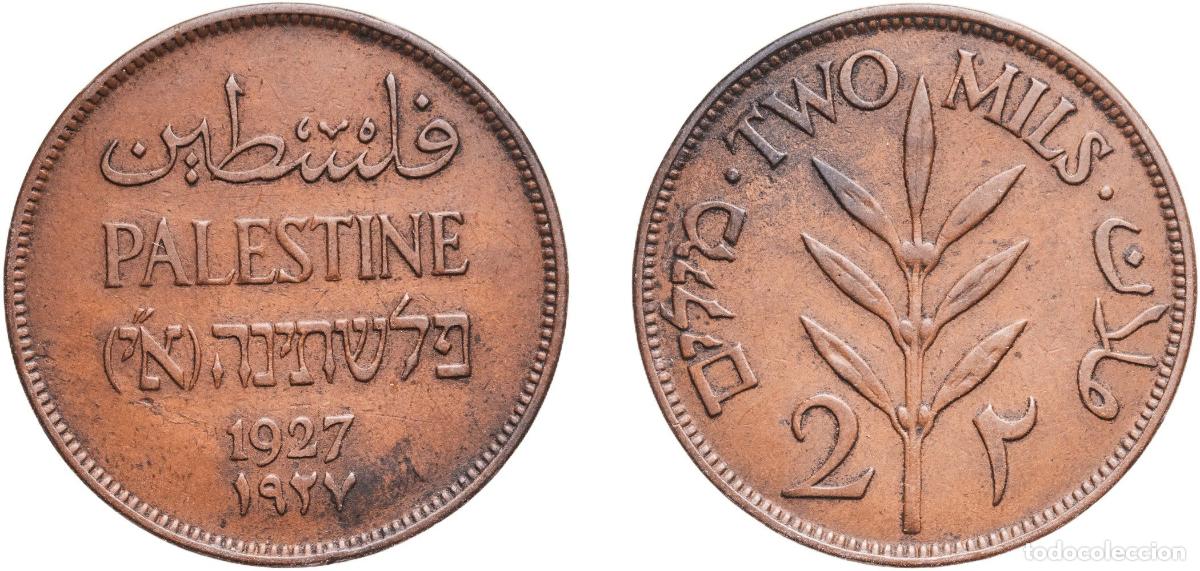 Monedas antiguas de Europa: Israel British Palestine British Mandate 1927 2 Mils Bronze (95.5% Copper, 3% Tin, 1.5% Zinc) Royal