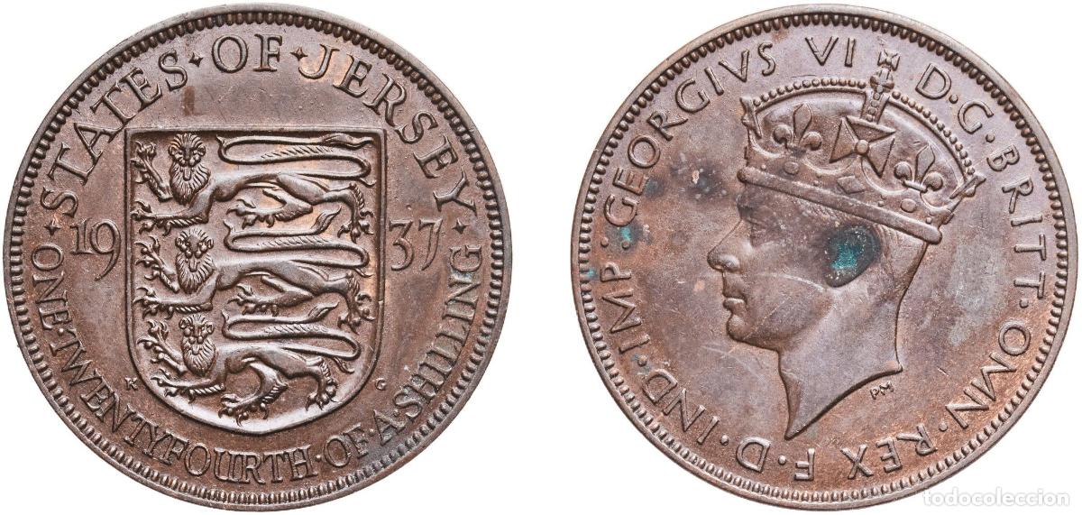 Monedas antiguas de Europa: Jersey British dependency 1937 1&frasl;24 Shilling - George VI Bronze Royal Mint (Tower Hill) (72000) 5.6