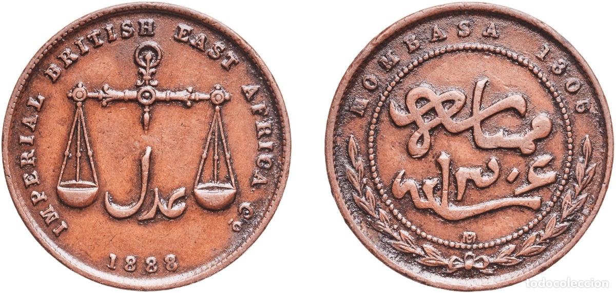 Monedas antiguas de Europa: Kenya Mombasa Imperial British East Africa Company AH1306 (1888) CM 1 Pice Bronze Calcutta Mint (63