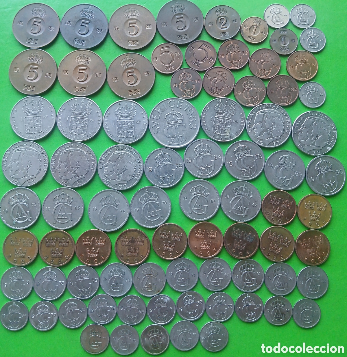 Monedas antiguas de Europa: Suecia lote 81 monedas diferentes