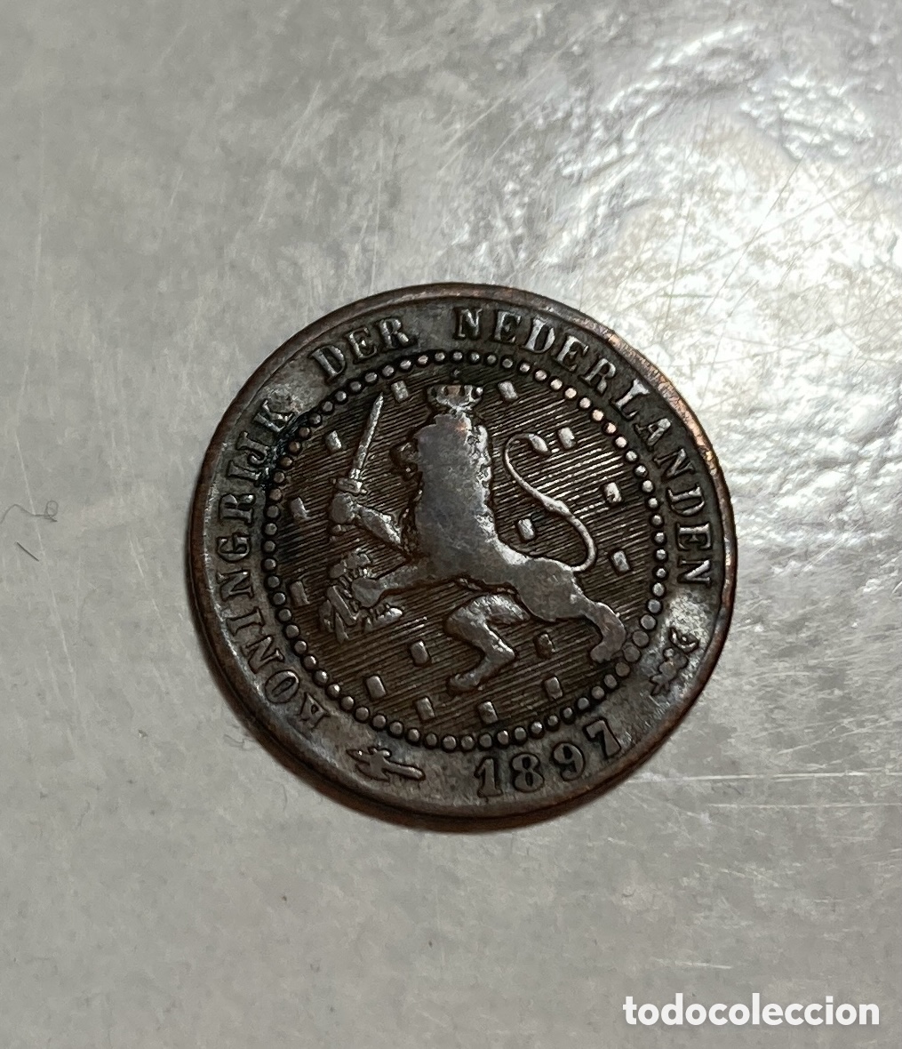 Monedas antiguas de Europa: 1 centavo 1897 Pa&iacute;ses Bajos Holanda.