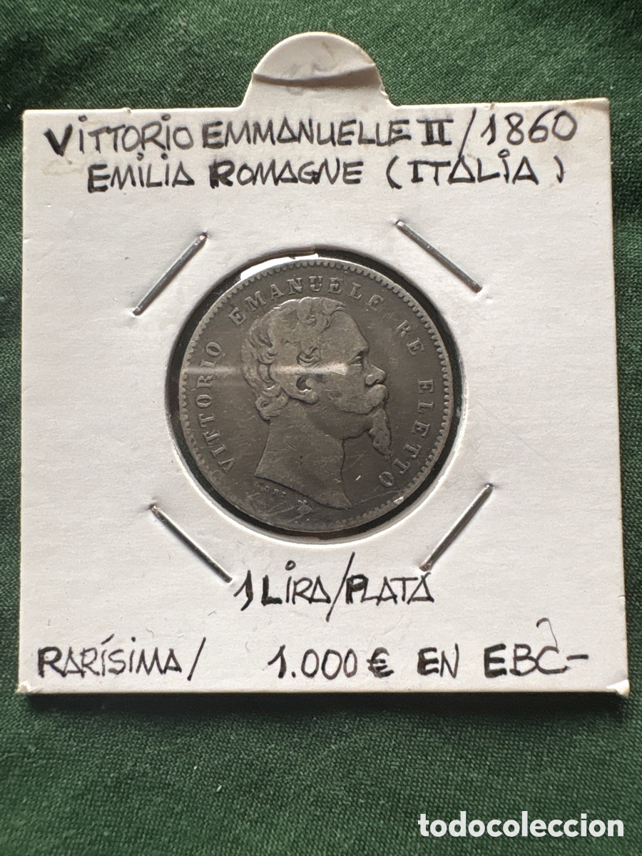 Monedas antiguas de Europa: Moneda 1 Lira de plata 1860, Florencia, Italia, Vittorio Emanuele II (A5)