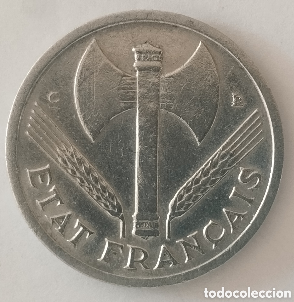 Monedas antiguas de Europa: MONEDA DE FRANCIA DE 1 FRANCOS 1944 (FOTO)