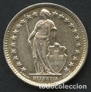 Monedas antiguas de Europa: SUIZA, MONEDA DE PLATA, HELVETIA, VALOR: 1/2 FRANCO, 1960