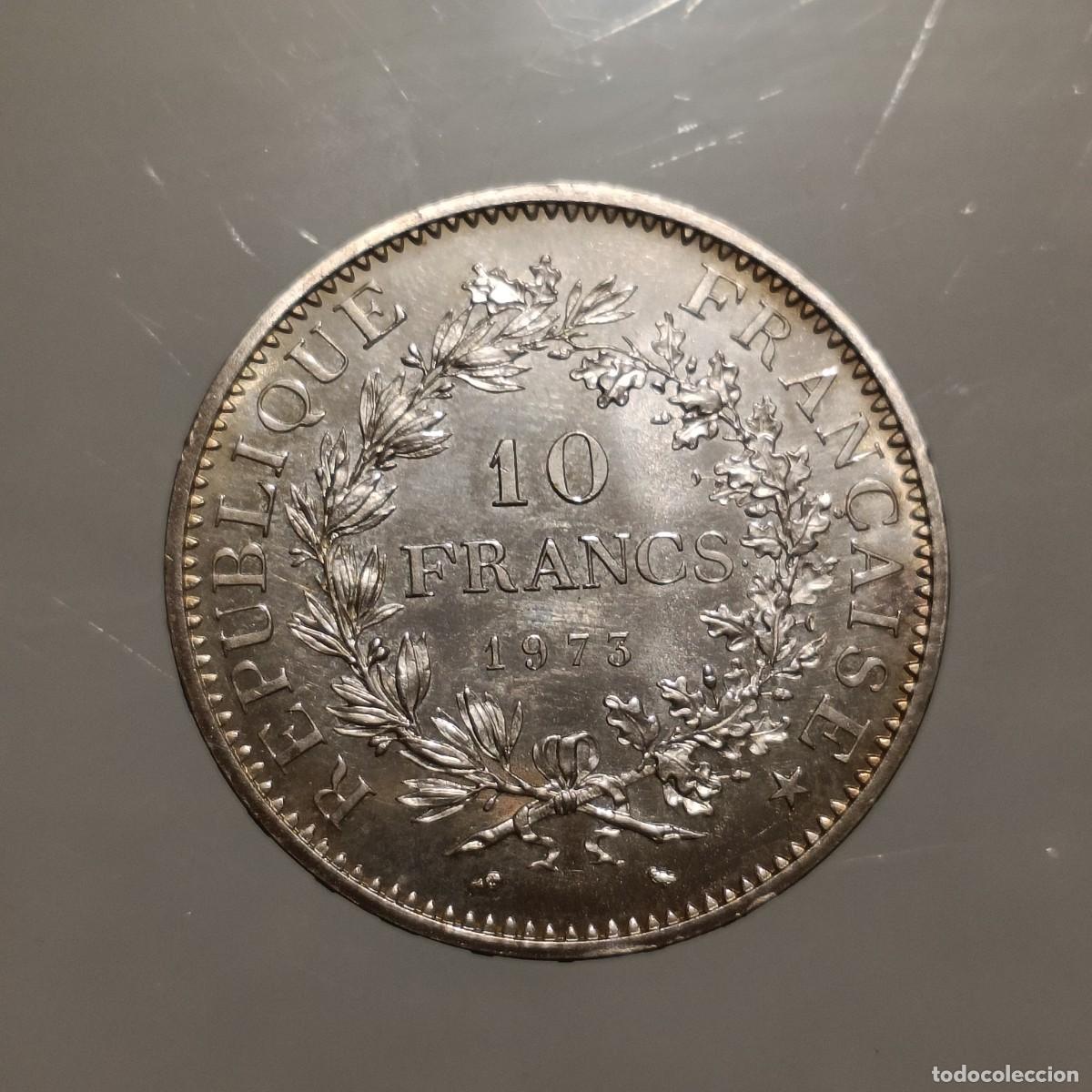 Monedas antiguas de Europa: 10 Francos de plata a&ntilde;o 1973 - Foto 2