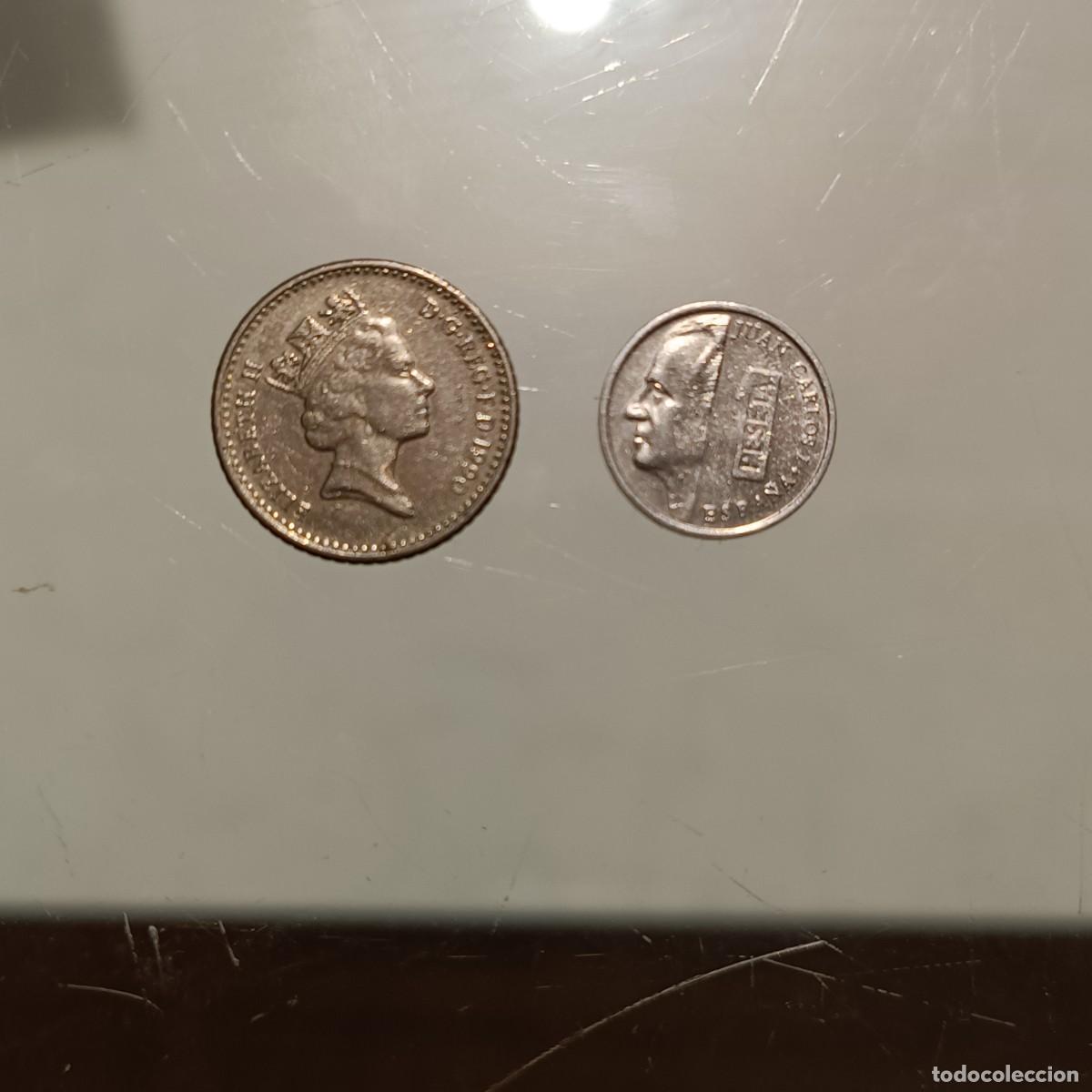 Monedas antiguas de Europa: Monedas variadas 5 peniques y 1 peseta