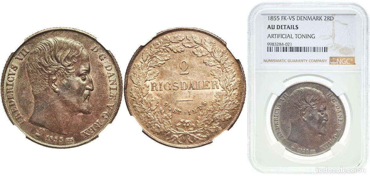 Monedas antiguas de Europa: Denmark Danish Territory 1855 ♔ 2 Rigsdaler - Frederik VII Silver (.875) Royal Danish Mint (Den Kon