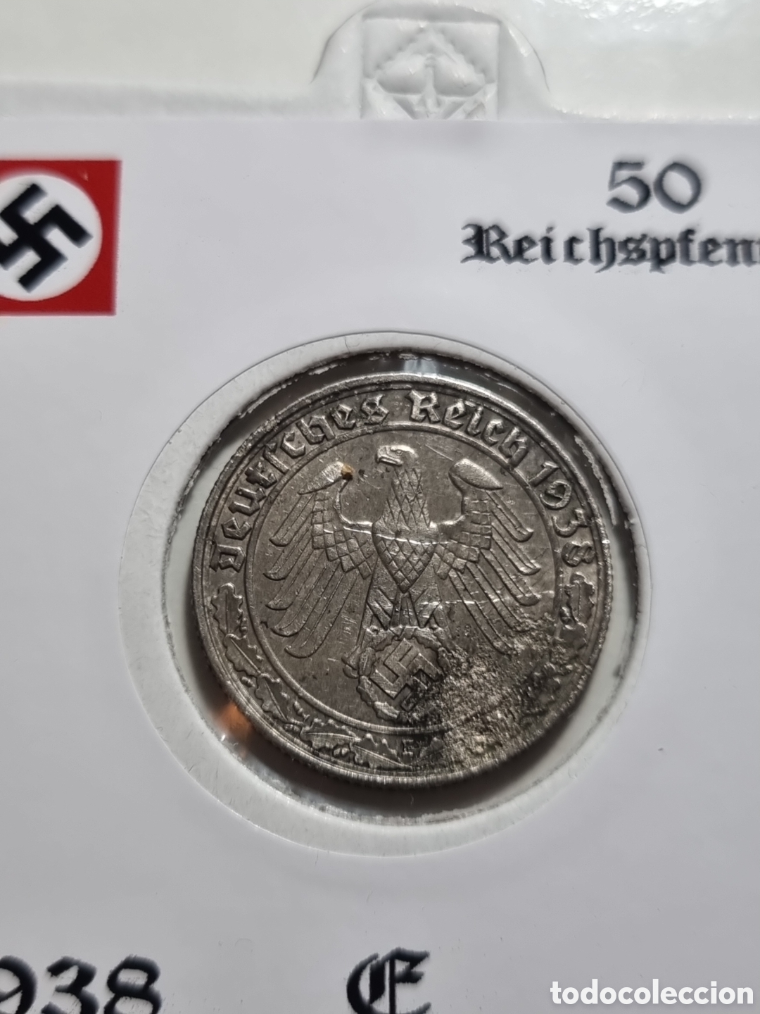 Monedas antiguas de Europa: 50 reichspfennig niquel 1938E rara