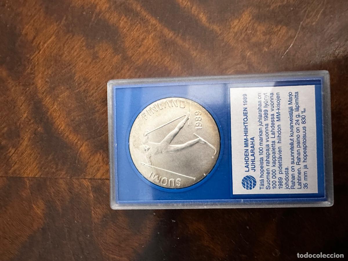 Monedas antiguas de Europa: ESCASA! - 100 MARCOS PLATA .830 FINLANDIA 1989 - MUNDIAL LAHTI - TIRADA 100.000 - S/C