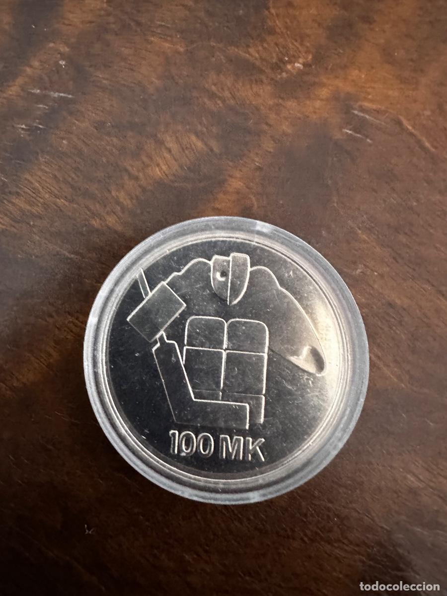 Monedas antiguas de Europa: FINLANDIA - 100 MARCOS PLATA .830 - A&Ntilde;O 1991 - MUNDIAL DE HOCKEY HIELO - S/C EN C&Aacute;PSULA
