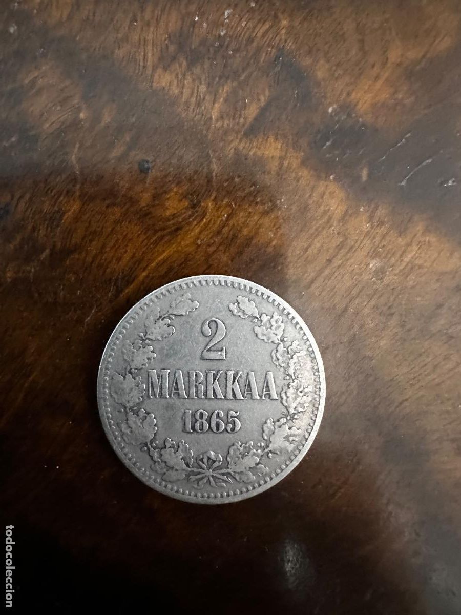 Monnaies anciennes de Europe: FINLANDIA - 2 MARKKAA DE PLATA .868 - A&Ntilde;O 1865 - PRIMER A&Ntilde;O DE EMISI&Oacute;N