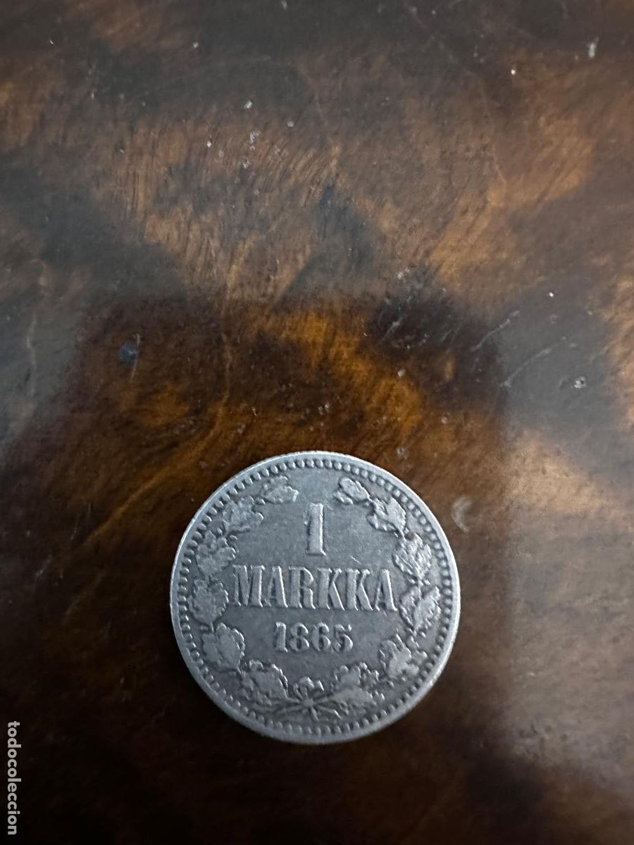 Monnaies anciennes de Europe: FINLANDIA - 1 MARKKA DE PLATA .868 - A&Ntilde;O 1865 - SEGUNDO A&Ntilde;O DE EMISI&Oacute;N - ZAR ALEJANDRO II