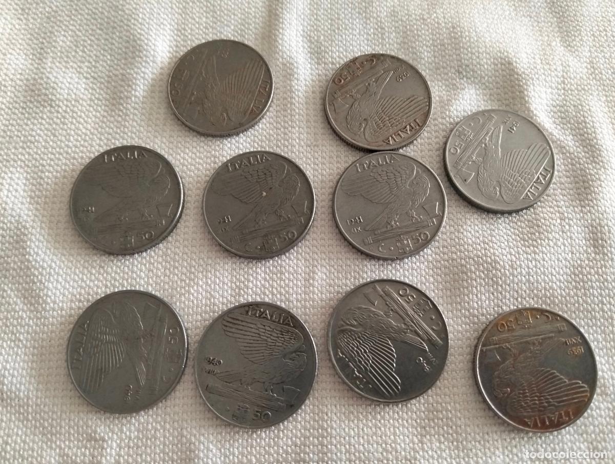 Monedas antiguas de Europa: LOTE 10 MONEDAS 50 CENTESIMAS, A&Ntilde;OS 1939-1940-1941, ITALIA