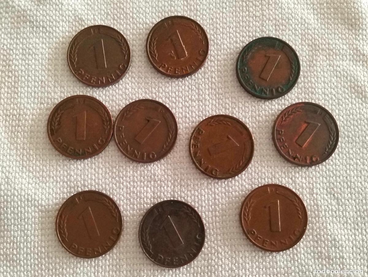 Monedas antiguas de Europa: LOTE 10 MONEDAS 1 PFENNIG, A&Ntilde;O 1950, ALEMANIA