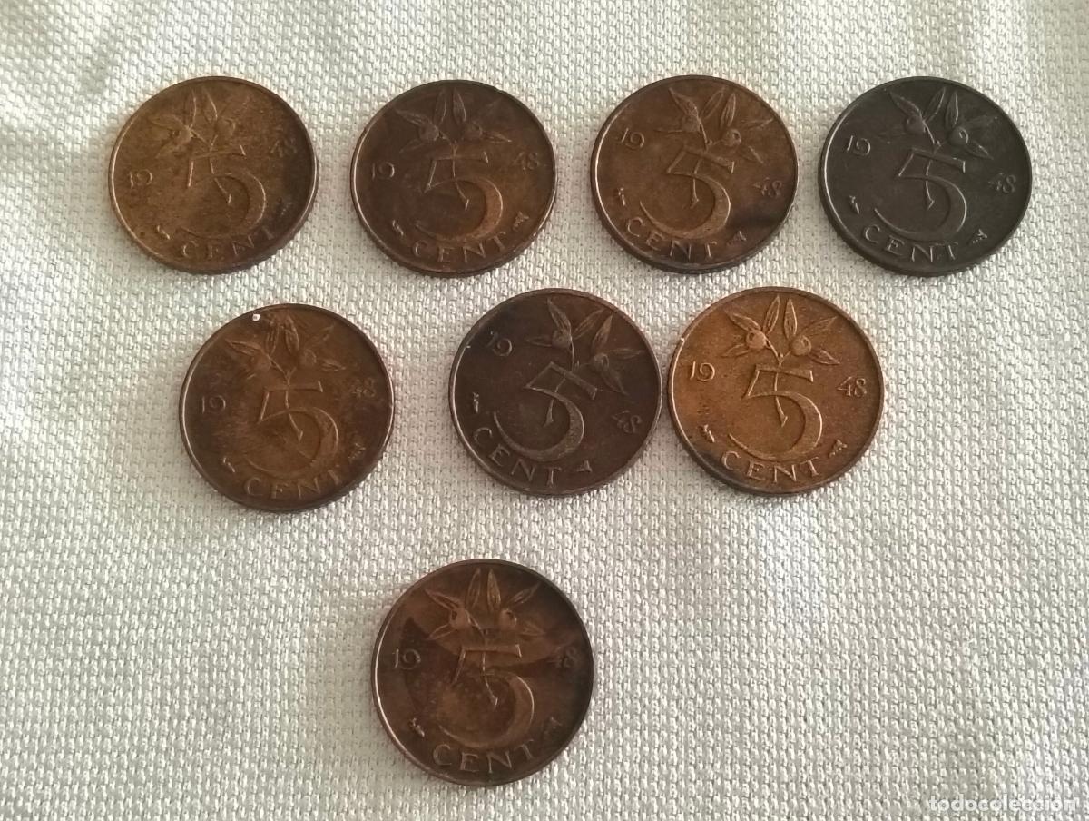 Monedas antiguas de Europa: LOTE 8 MONEDAS 5 CENTAVOS, A&Ntilde;O 1948, PAISES BAJOS