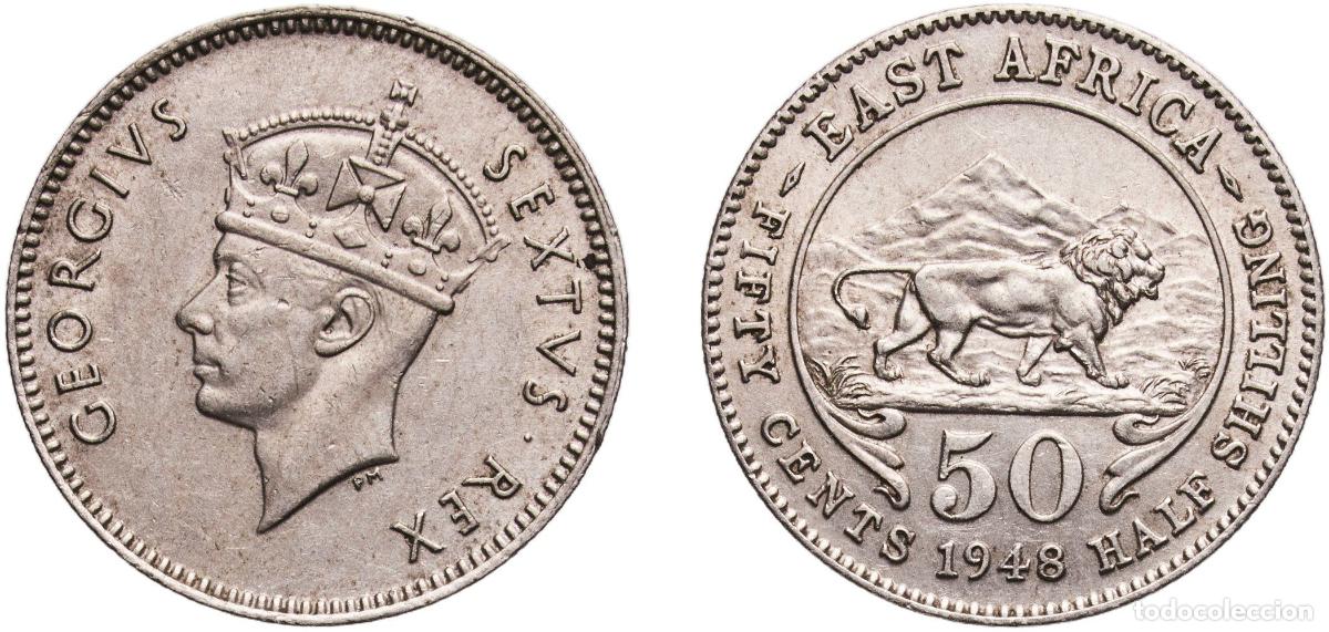 Monedas antiguas de Europa: East Africa British colony 1948 50 Cents - George VI Copper-nickel Royal Mint (Tower Hill) (7290000