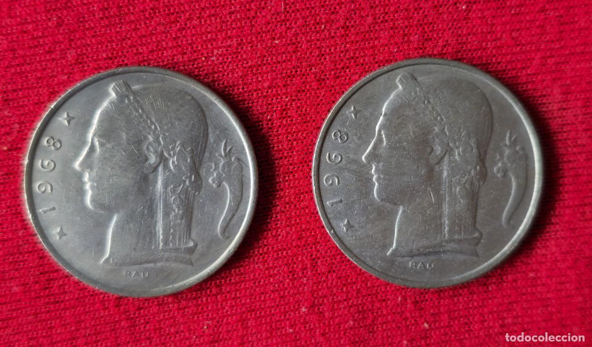 Monedas antiguas de Europa: 2 MONEDAS DE BELGICA 1968 - 5 FRANCO - BELGIQUE y BELGIE -