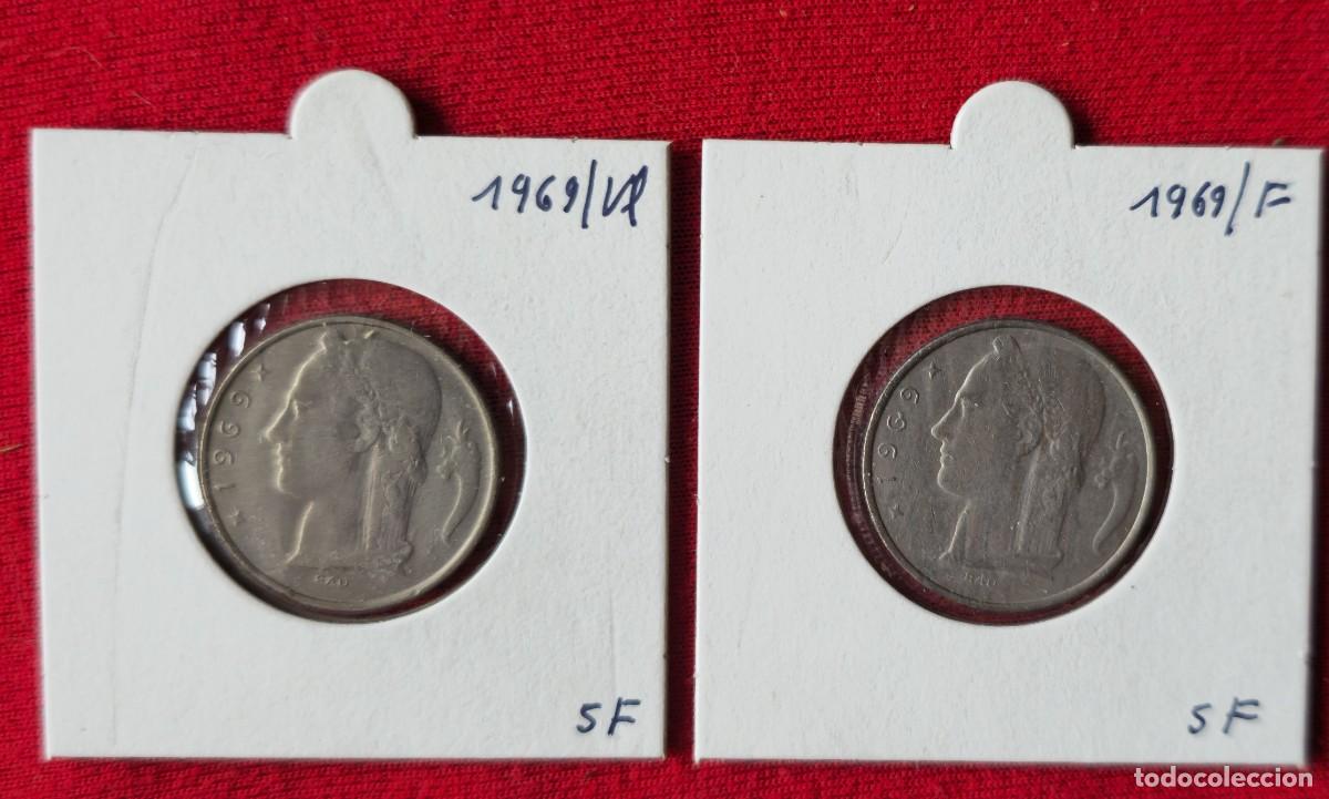 Monedas antiguas de Europa: 2 MONEDAS DE BELGICA 1969 - 5 FRANCO - BELGIQUE y BELGIE - MONEDAS ENCARTONADAS
