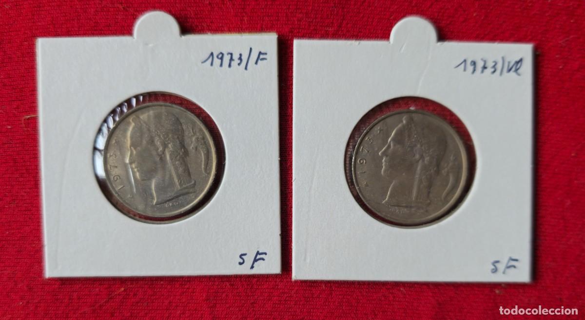 Monedas antiguas de Europa: 2 MONEDAS DE BELGICA 1973 - 5 FRANCO - BELGIQUE y BELGIE - MONEDAS ENCARTONADAS