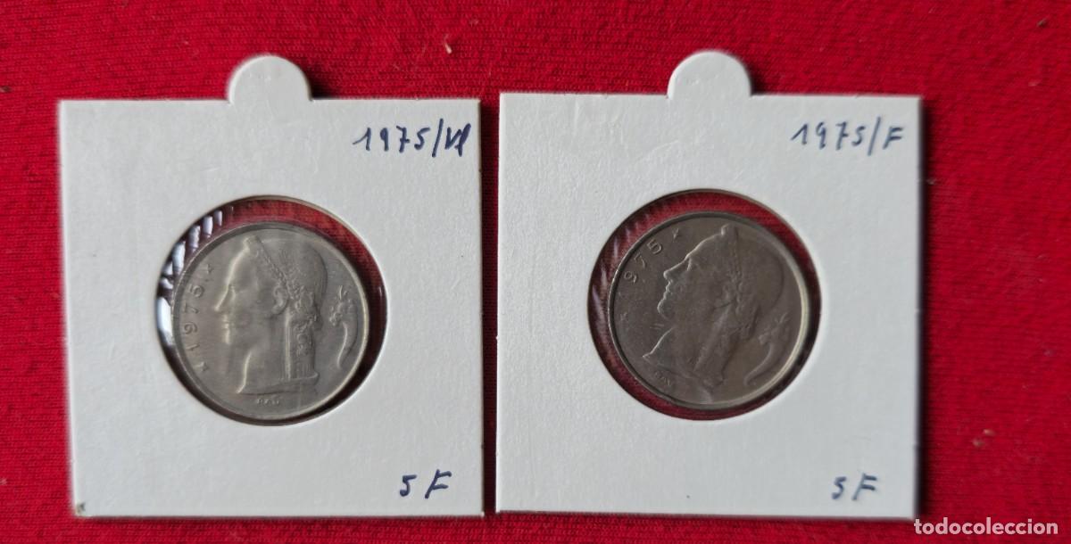 Monedas antiguas de Europa: 2 MONEDAS DE BELGICA 1975 - 5 FRANCO - BELGIQUE y BELGIE - MONEDAS ENCARTONADAS