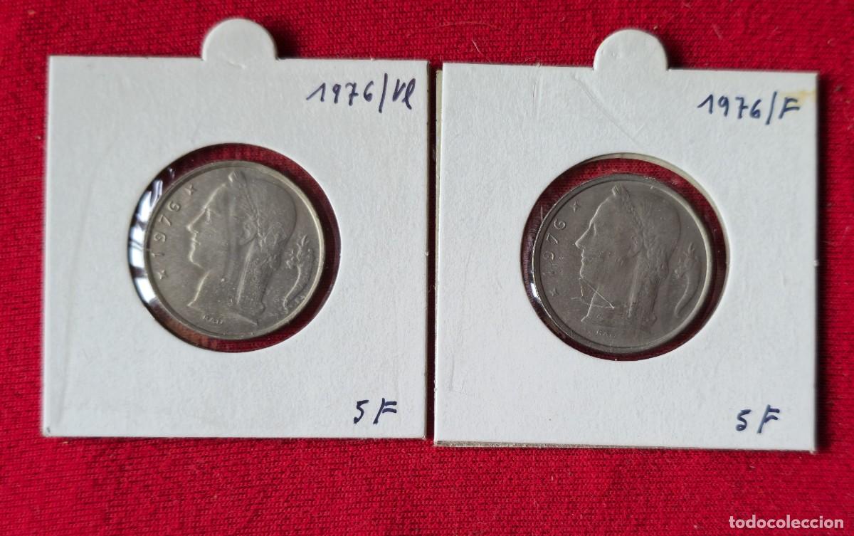 Monedas antiguas de Europa: 2 MONEDAS DE BELGICA 1976 - 5 FRANCO - BELGIQUE y BELGIE - MONEDAS ENCARTONADAS